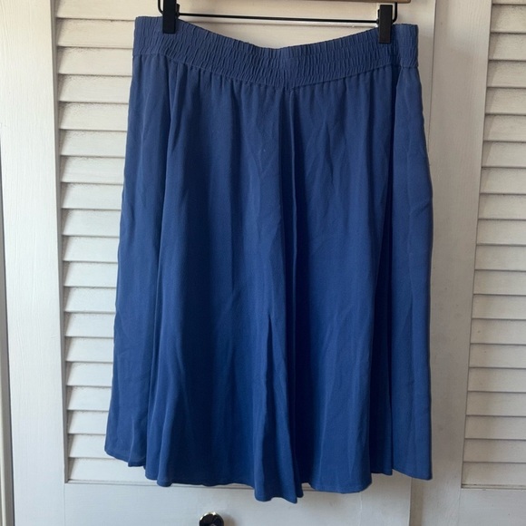 NWT Vintage Carole Little Silk Midi Skirt size 12 Indigo Blue Pull-On 90's - Picture 2 of 5